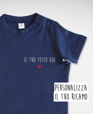 T-shirt neonato Cuoricino ricamato personalizzato - Regali per coppie