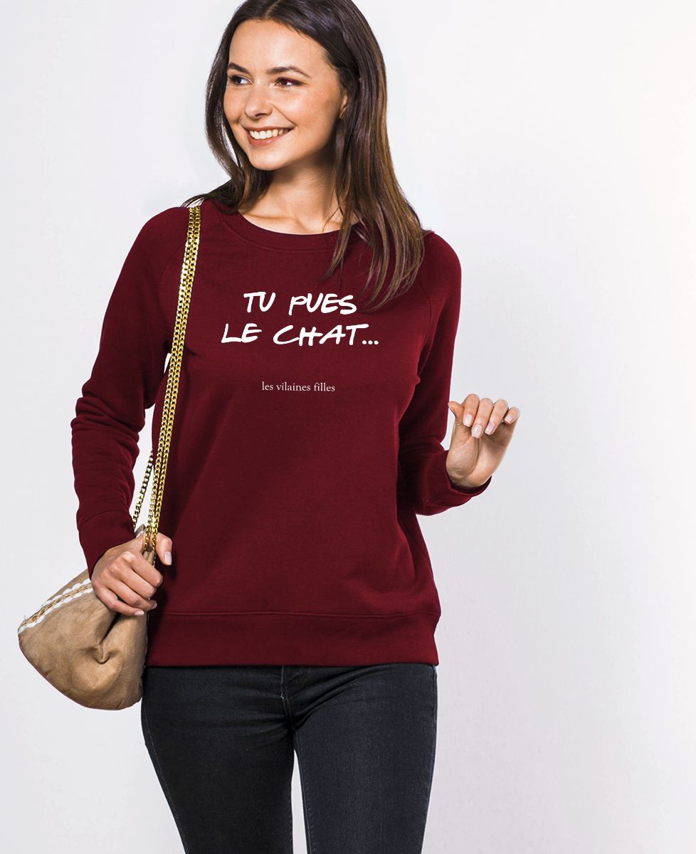 Sweatshirt femme Tu pues le chat