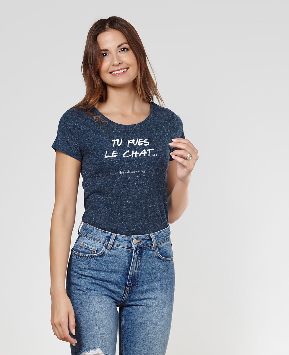 T-Shirt femme Tu pues le chat