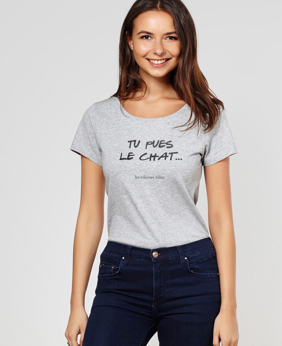 T-Shirt femme Tu pues le chat