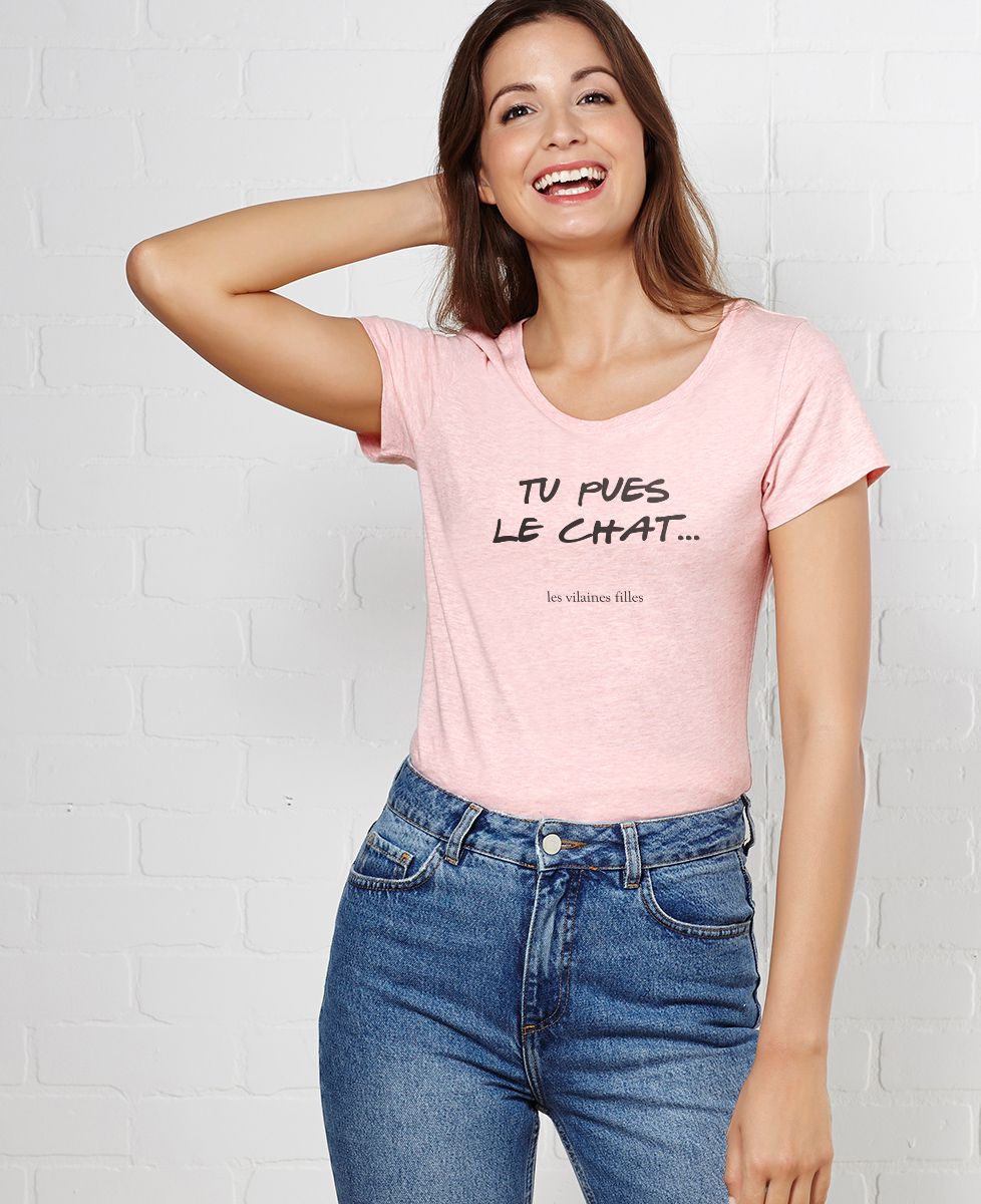 T-Shirt femme Tu pues le chat