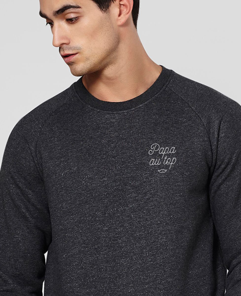 Sweatshirt homme Papa au top brodé