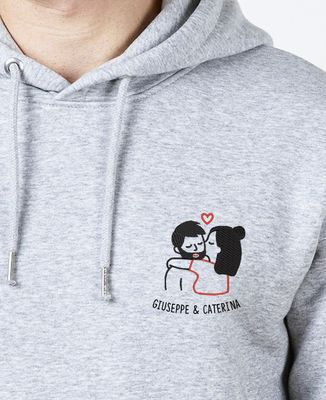 Hoodie per lui Coppia che si bacia ricamata personalizzata - Regali per coppie