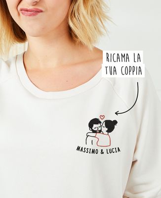 Felpa donna Coppia che si bacia ricamata personalizzata - Regali per coppie