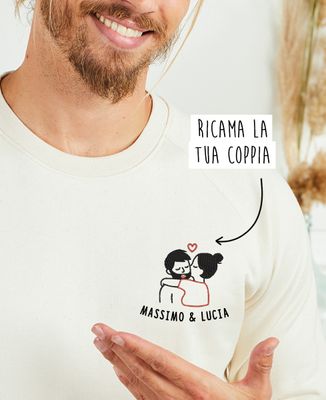 Felpa uomo Coppia che si bacia ricamata personalizzata - Regali per coppie