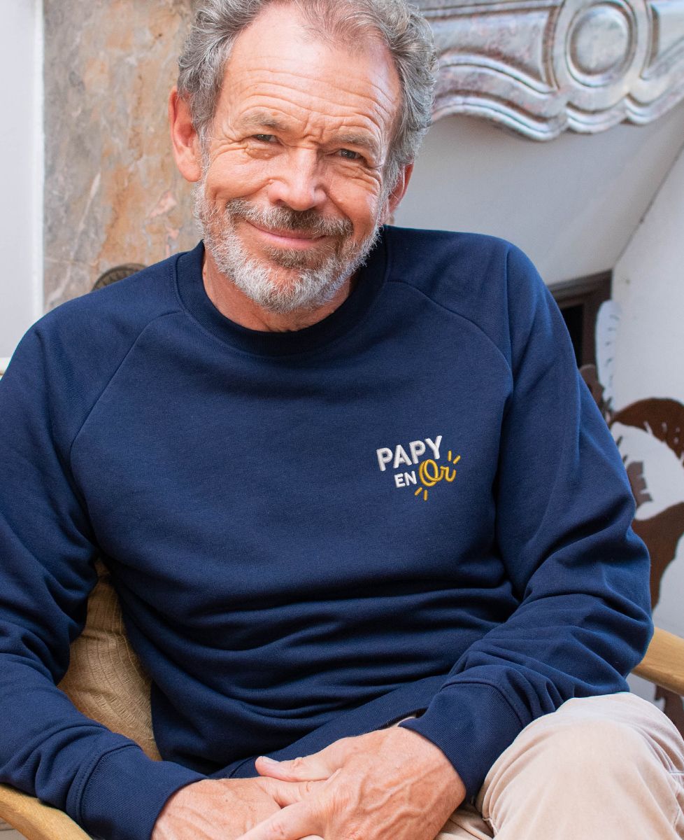 Sweatshirt homme Papy en or (brodé) - Cadeaux Papy