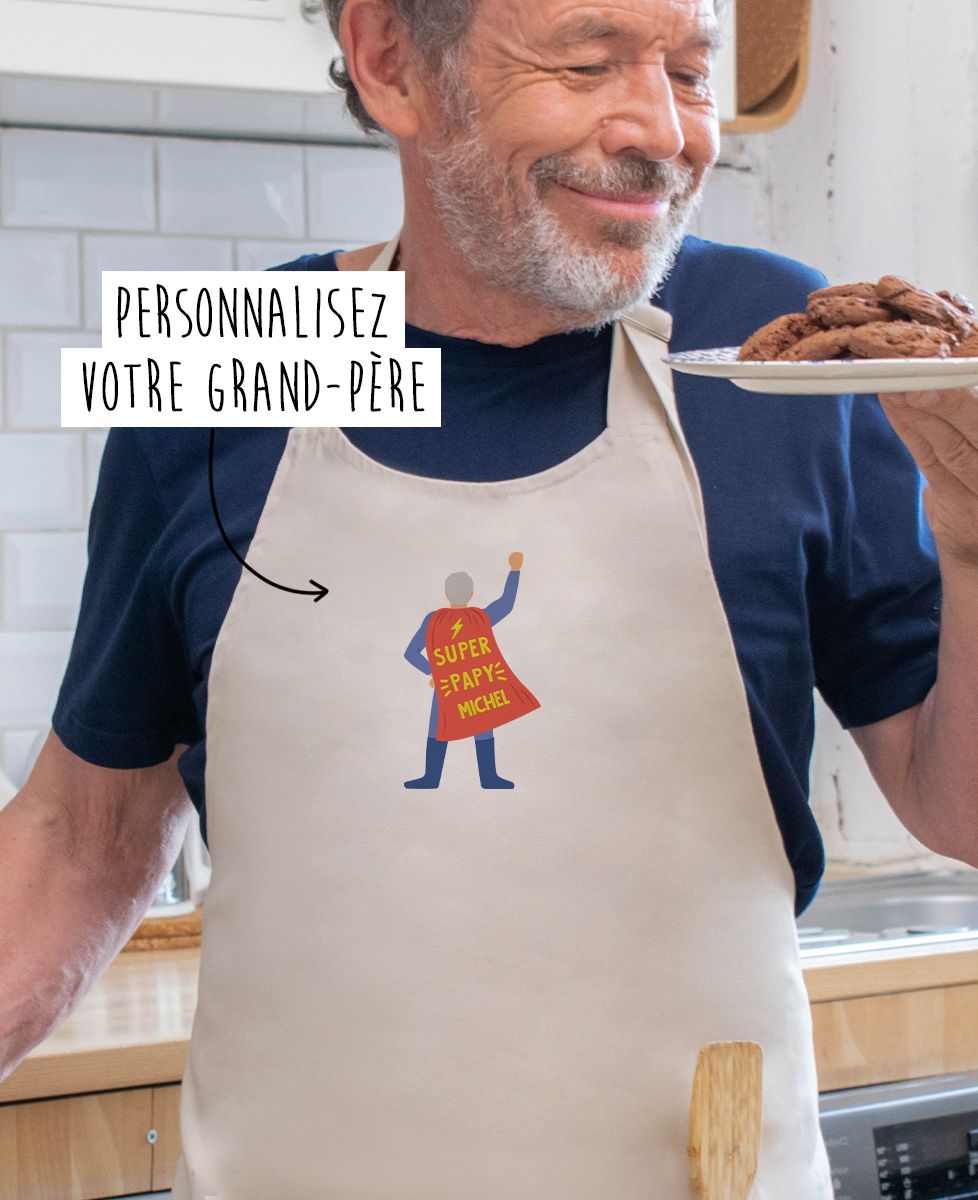 Tablier à poche Super papy personnalisé Monsieur TSHIRT