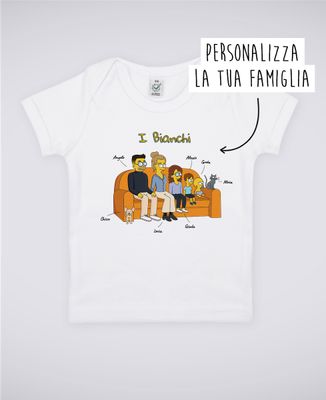 T-shirt neonato Famiglia cartoon personalizzata - Regali per papà, Regali per la mamma, Regali per il nonno, Regali per la nonna, Regali per lo fratello, Regali per la sorella, Mamma/Papà futuro