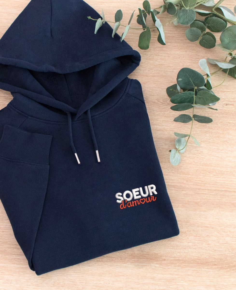 Hoodie femme Soeur d'amour (brodé) - Cadeau Soeur, Cadeaux Couple
