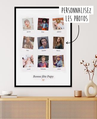 Affiche Photo vintage petits-enfants photo personnalisé - Cadeaux Papa, Cadeaux Maman, Cadeaux Papy, Cadeaux Mamie, Future Maman, Ajouter mes photos