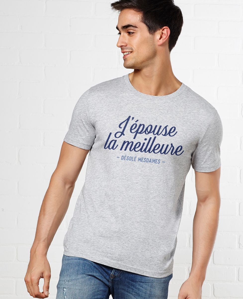 T-shirt homme J'épouse la meilleure - EVG, Cadeaux Couple, Mariage