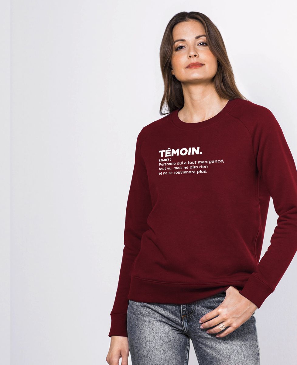Sweatshirt femme Témoin définition - EVG, EVJF, Mariage