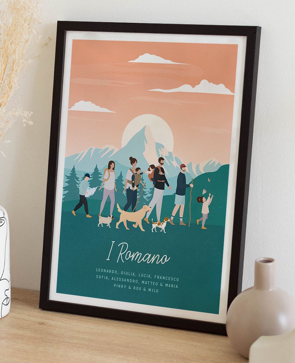 Ritratto Di Famiglia Personalizzato Con Bastone, Regalo Di Natale - Foto 2