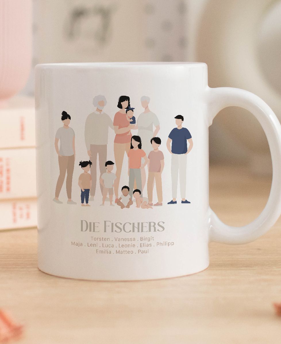 Personalisierte Tasse Großfamilie