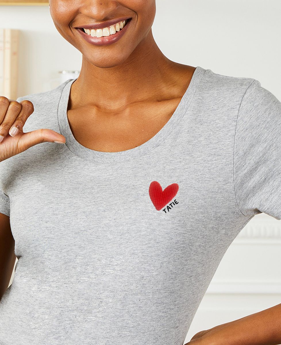 T-shirt femme Gros coeur tatie (Brodé)