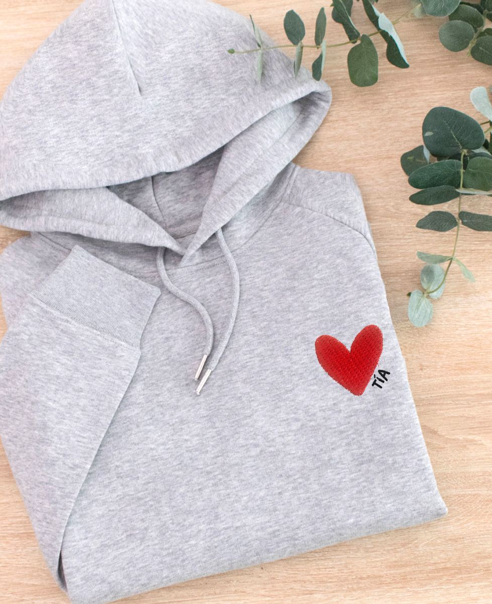 Sudadera con capucha para mujer Tía de gran corazón (Bordado)