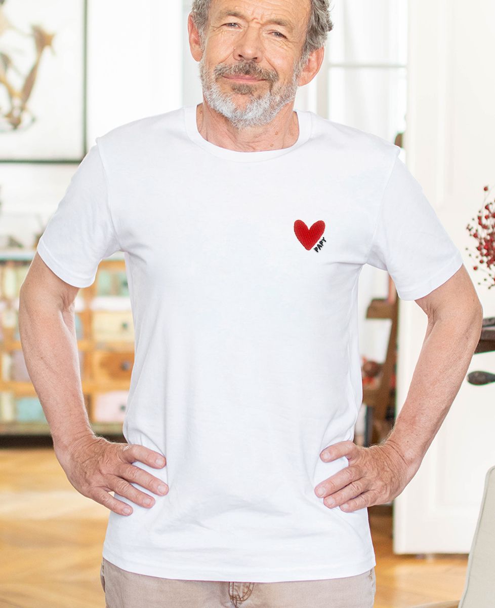 T-shirt homme Gros coeur papy (brodé)