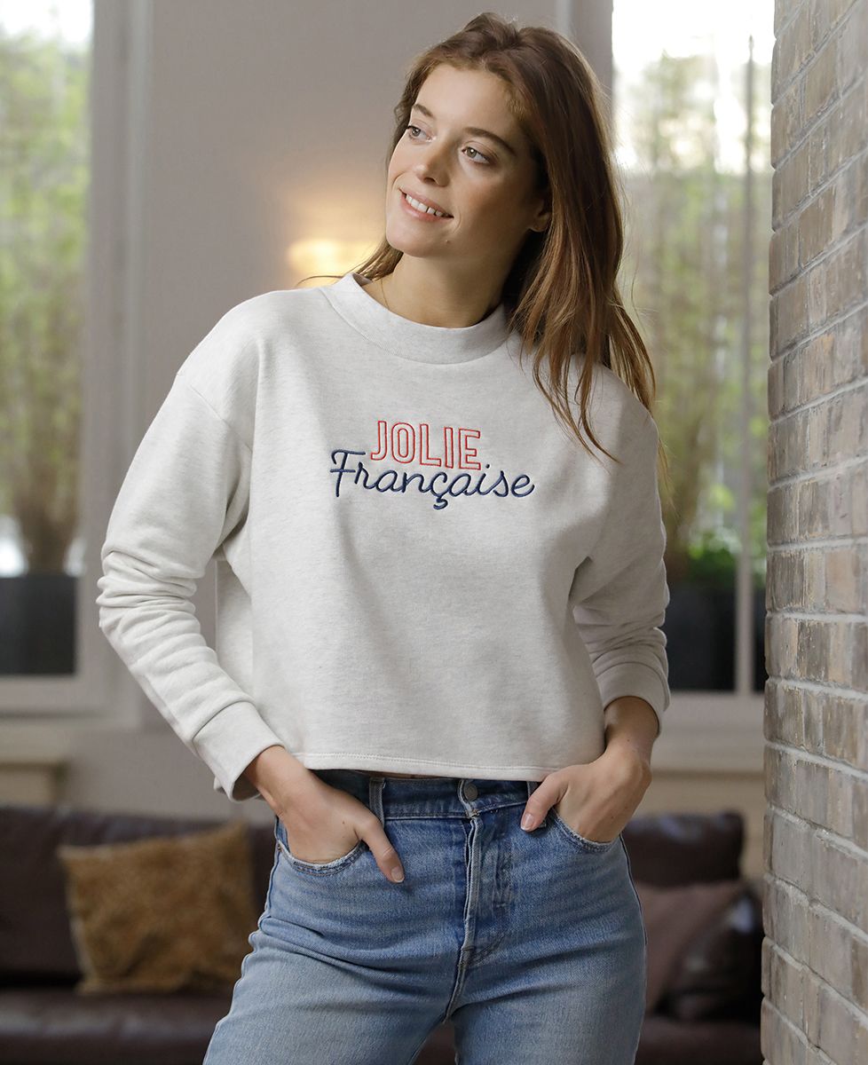 Sweatshirt femme Jolie française (Broderie)