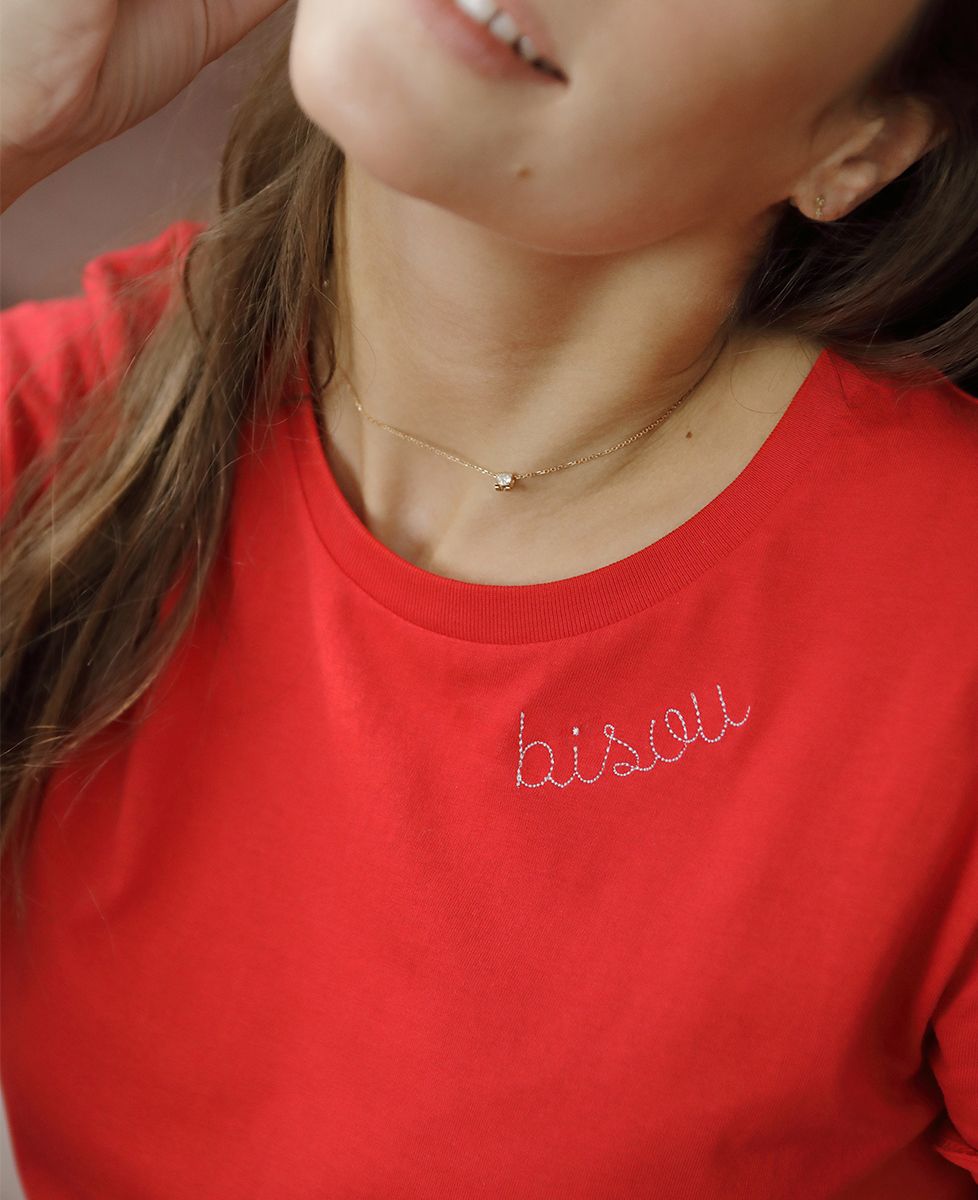 T-Shirt femme Bisou. (Broderie)