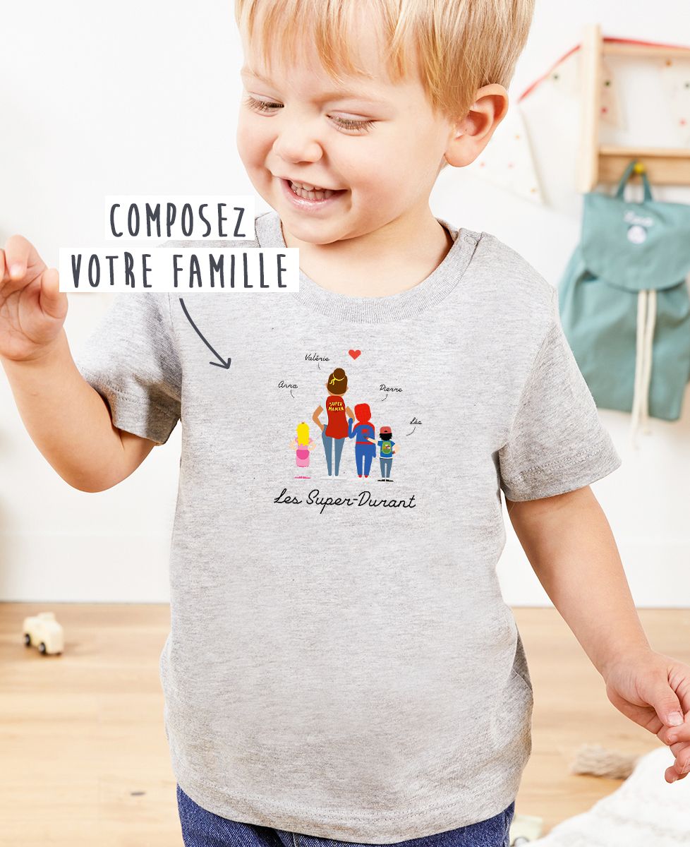 T-Shirt bébé Famille super-héros personnalisé Monsieur TSHIRT