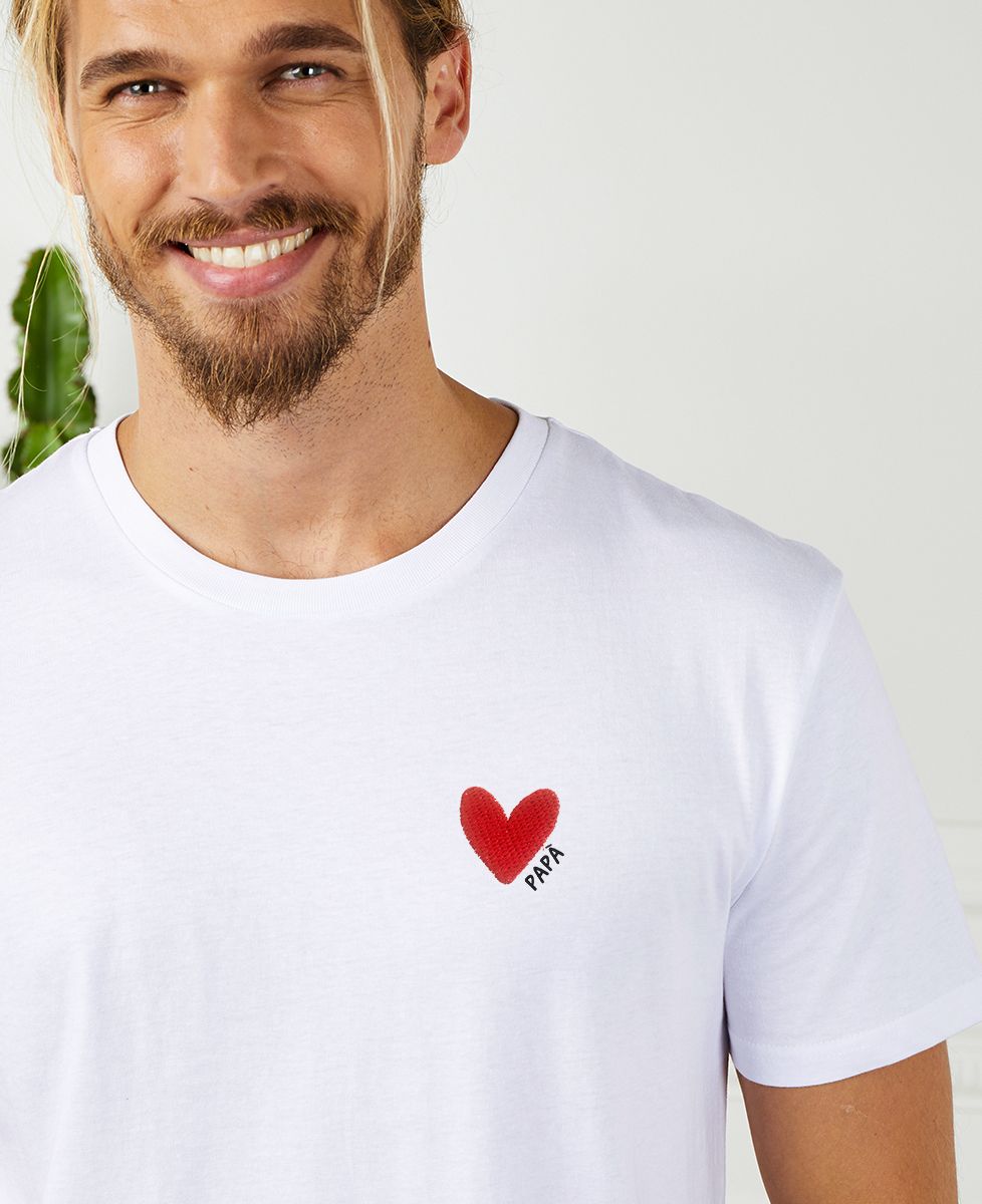 T-shirt per lui Cuore grande papà (ricamato) - Regali per papà