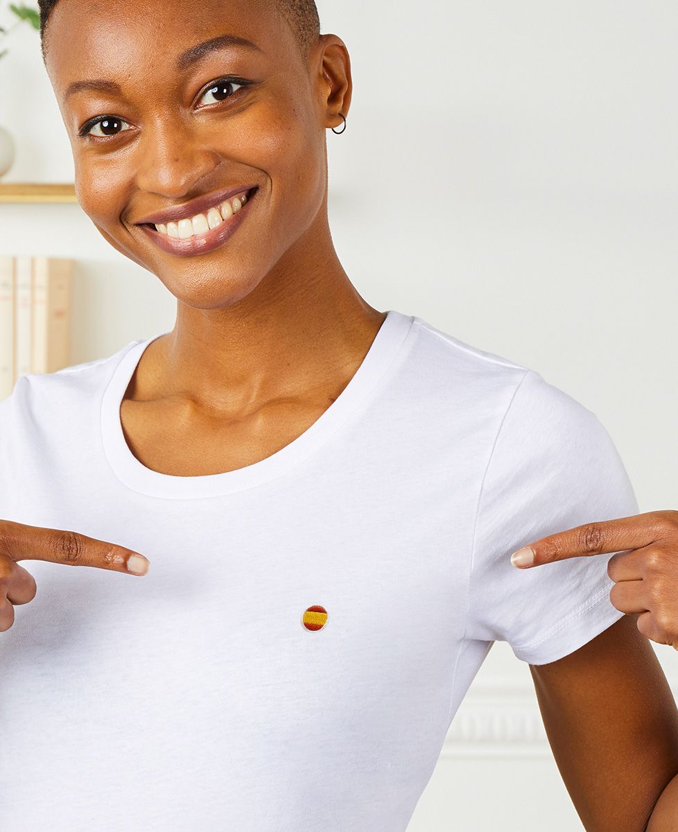 Camiseta de mujer Bandera redonda de España (bordado)