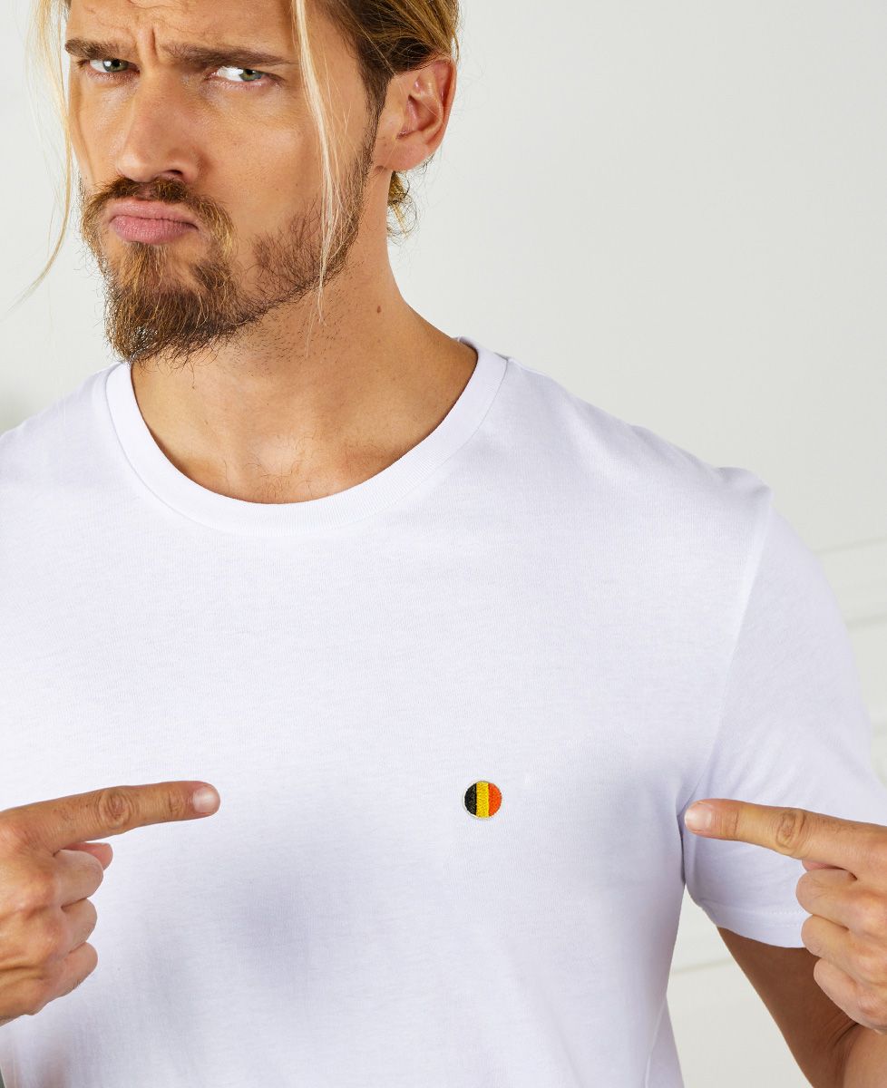 Heren-T-shirt België ronde vlag (Geborduurd)