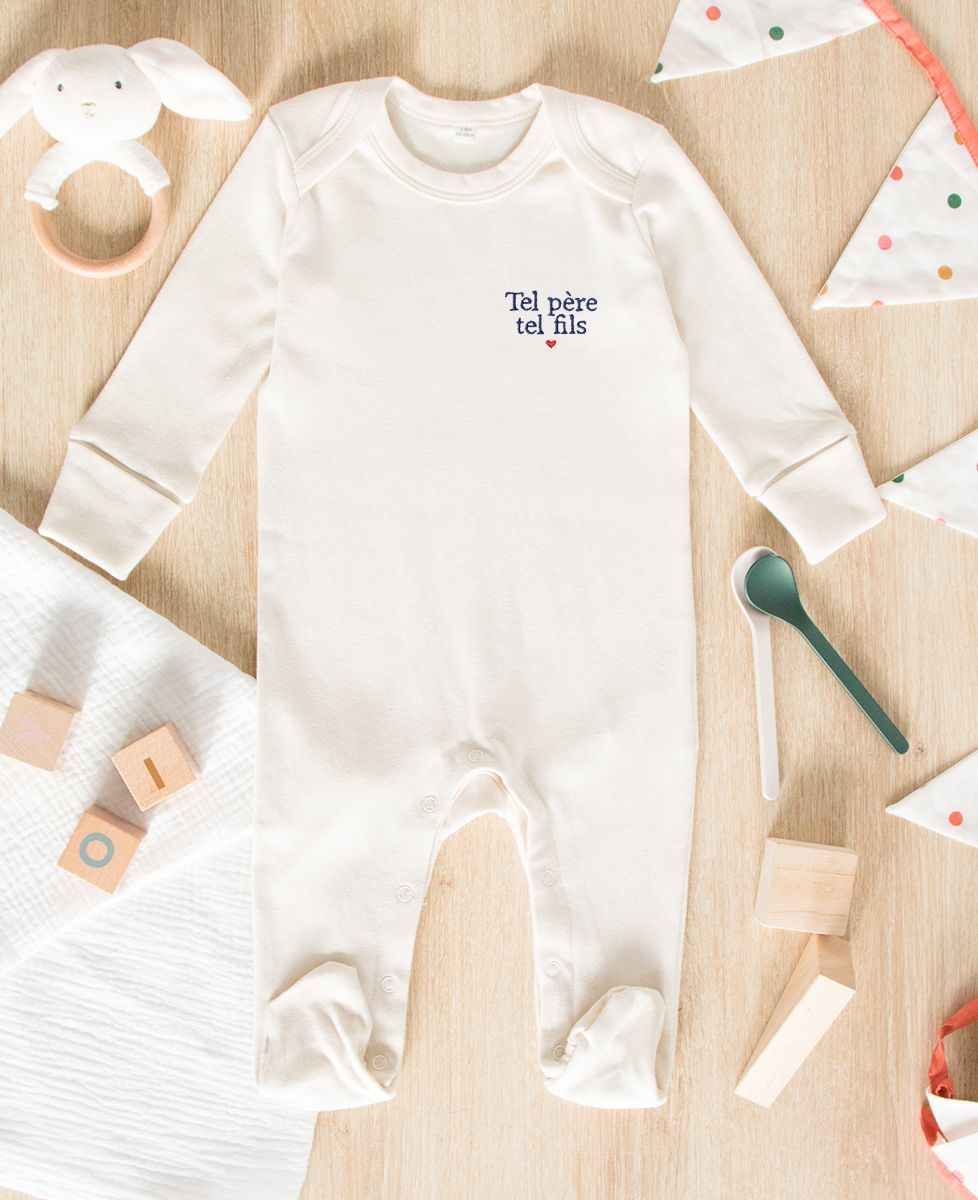 Pyjama bébé Tel père tel fils (brodé) - Cadeaux Papa, Cadeaux Couple, Duo assortis