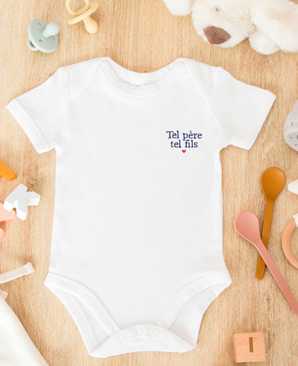 Body Tel père tel fils (brodé) - Cadeaux Papa, Cadeaux Couple, Duo assortis