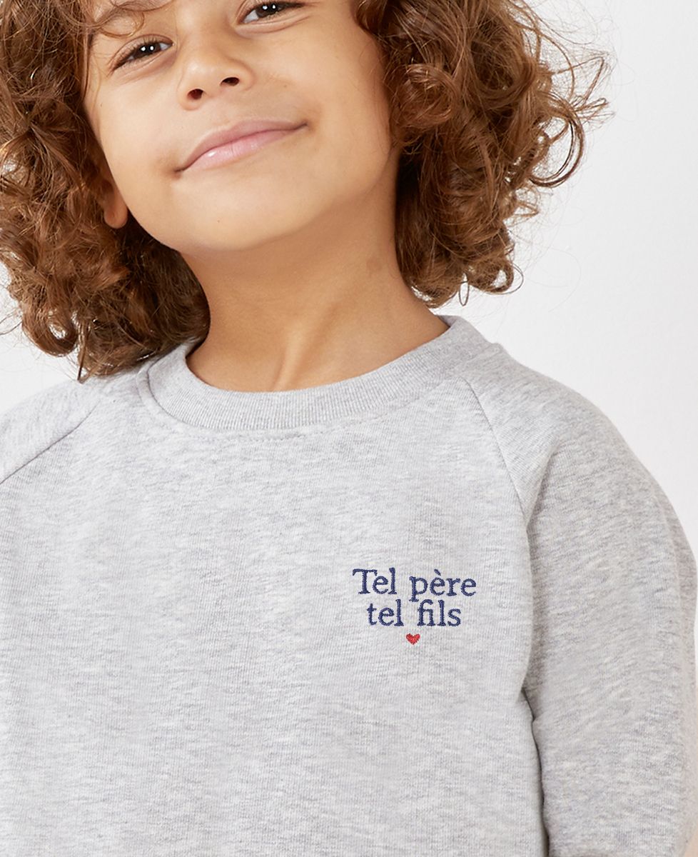 Sweatshirt enfant Tel père tel fils (brodé) - Cadeaux Papa, Cadeaux Couple, Duo assortis
