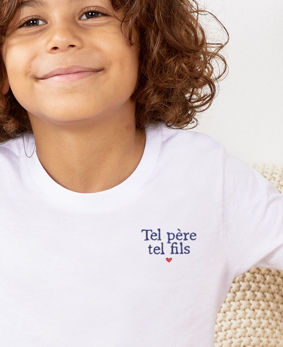 T-shirt enfant Tel père tel fils (brodé) - Cadeaux Papa, Cadeaux Couple, Duo assortis