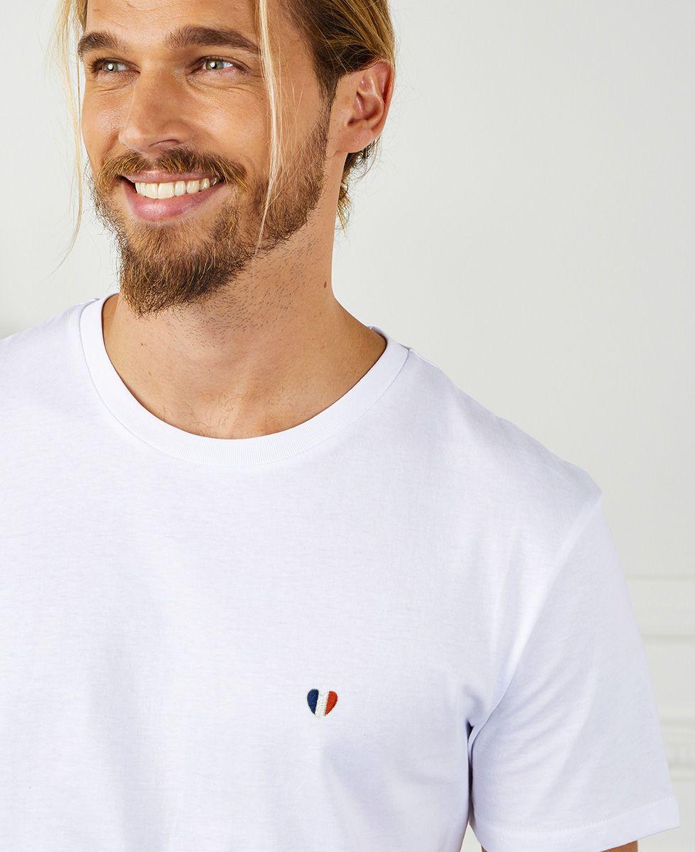 T-shirt homme Drapeau France coeur (brodé)