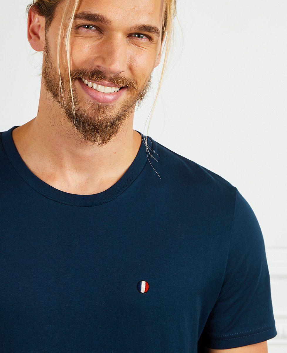 T-shirt homme Drapeau France rond (brodé)
