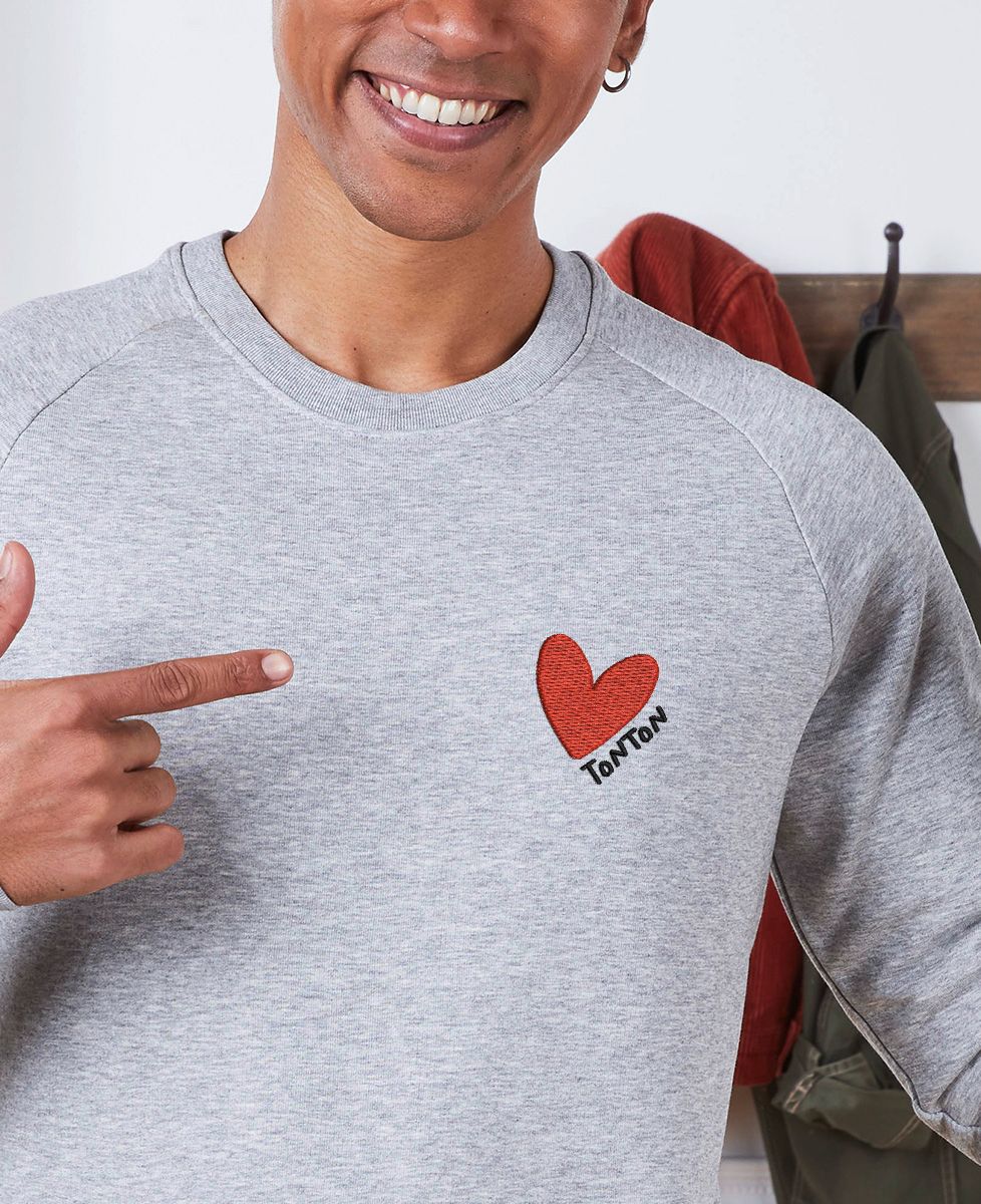 Sweatshirt homme Gros coeur tonton (brodé)