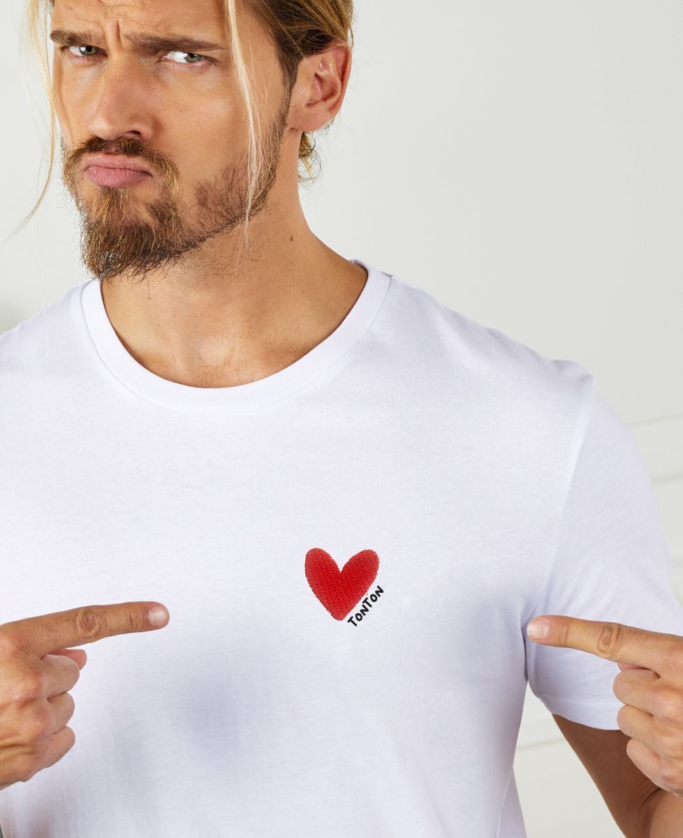 T-shirt homme Gros coeur tonton (brodé )