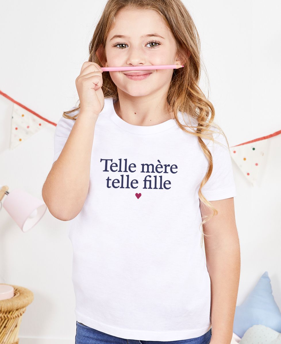 T-shirt enfant Telle mère telle fille - Cadeaux Maman, Cadeaux Mamie, Duo assortis