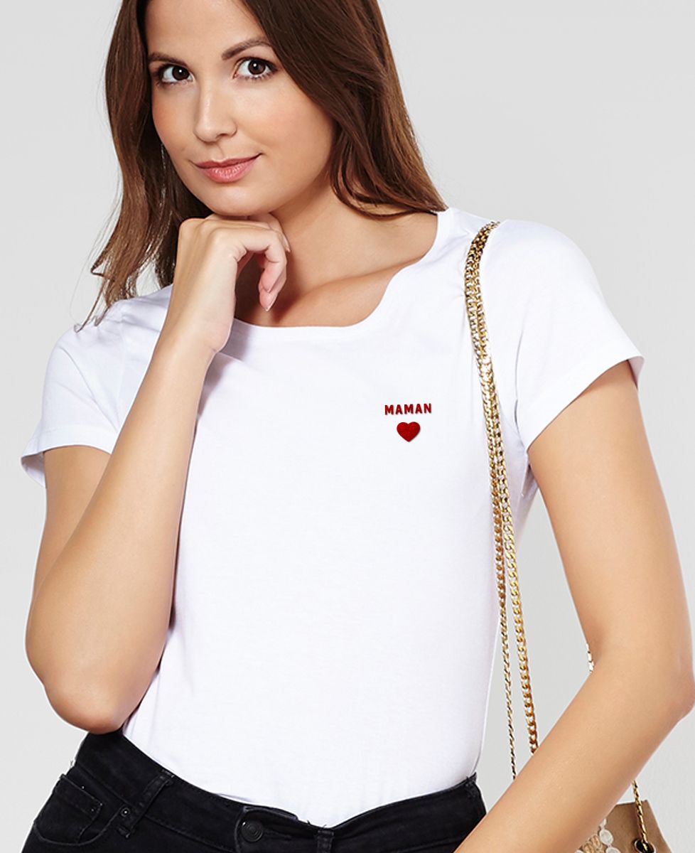 T-Shirt femme Maman Coeur (brodé)