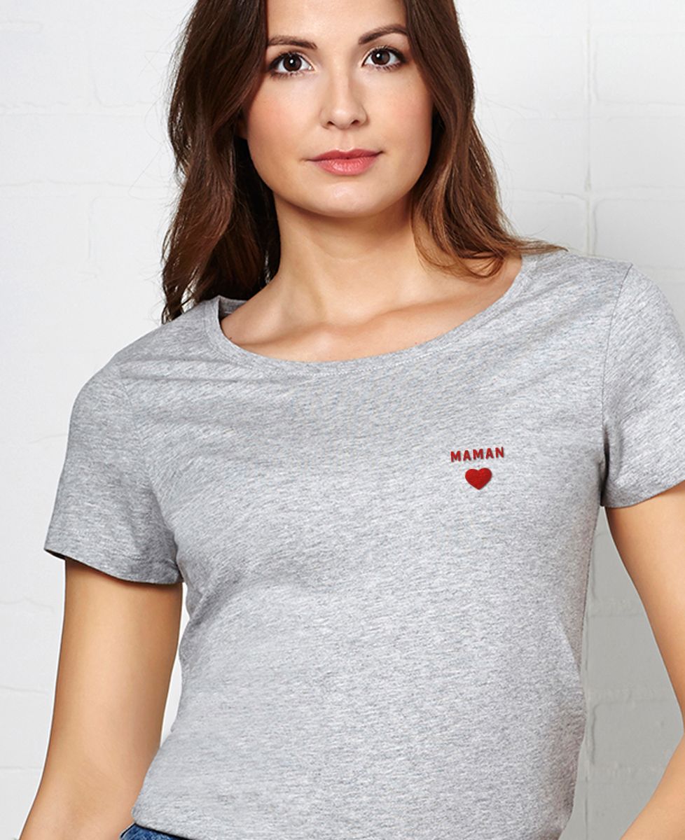 T-Shirt femme Maman Coeur (brodé)