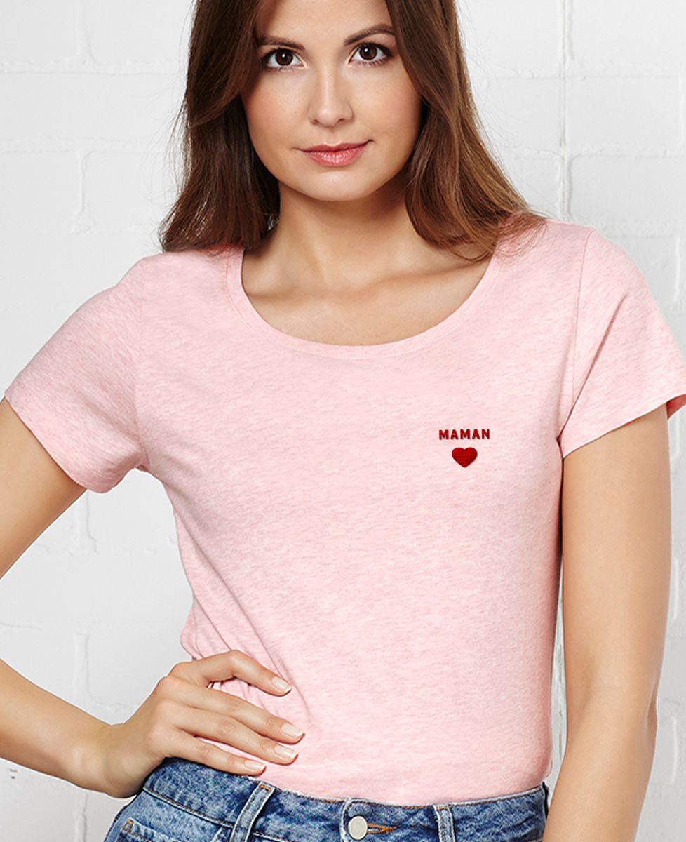 T-Shirt femme Maman Coeur (brodé)