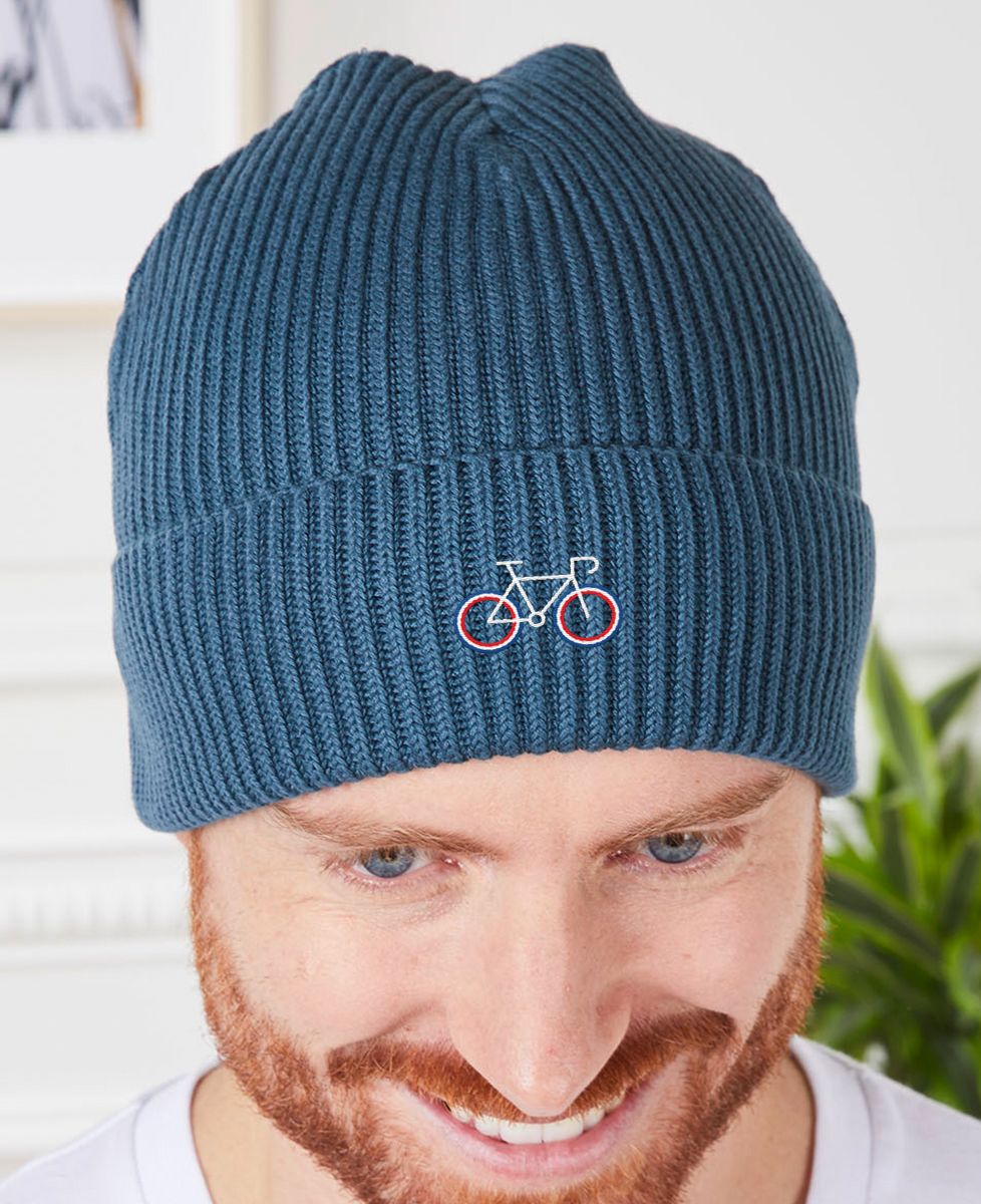 Winter hat Red, white & blue bicycle (embroidered) - Sport, Bike