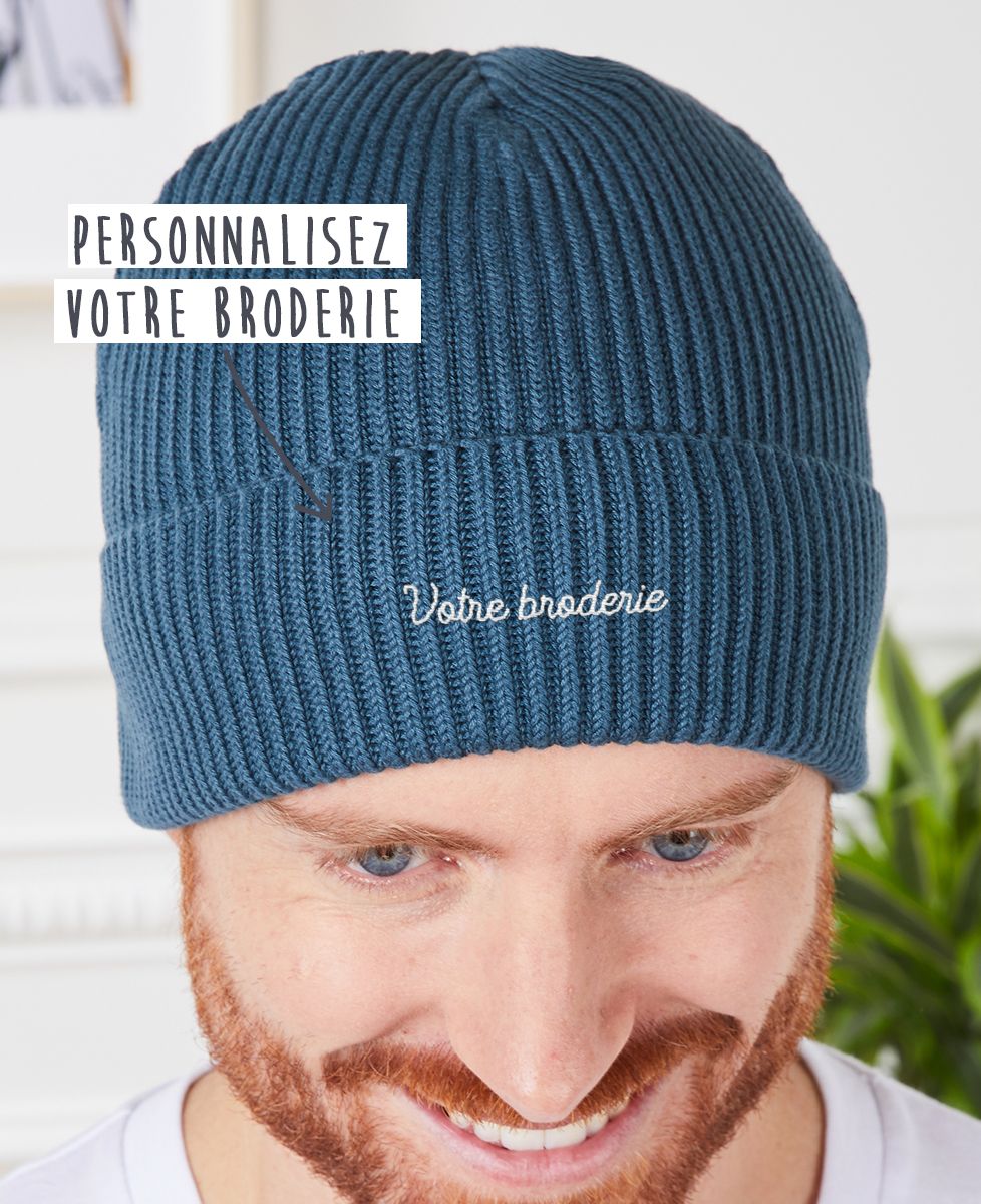 Bonnet Sans Ourlet Logo Rolling Stone Brodé – Taille Unique Bleu, En Acrylique, Neuf Sans étiquettes