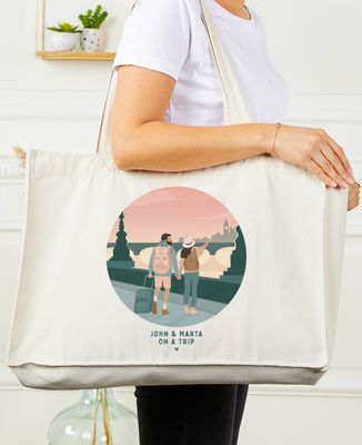 XXL Tote bags Customized couple sightseeing - Couple gifts