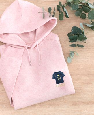 Hoodie femme Maillot bleu brodé personnalisé - Sport, Football