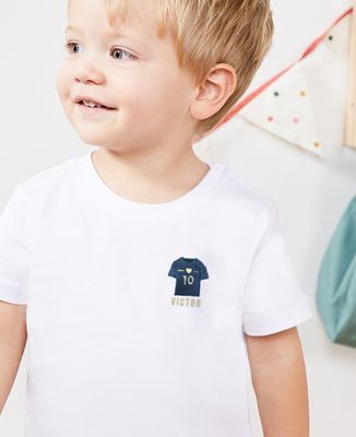 T-shirt bébé Maillot bleu brodé personnalisé - Sport, Football