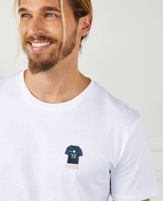 T-shirt homme Maillot bleu brodé personnalisé - Sport, Football