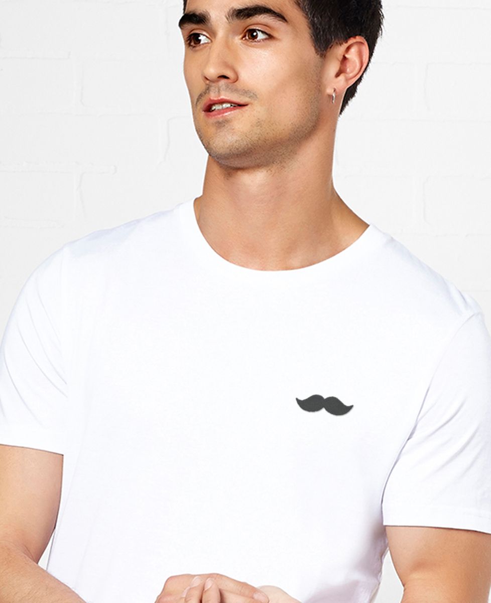 T-shirt homme Moustache (broderie) - Cadeaux Papa