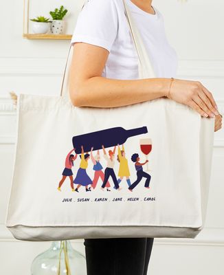 XXL Tote bags Customized friends drinking wine - EVJF
