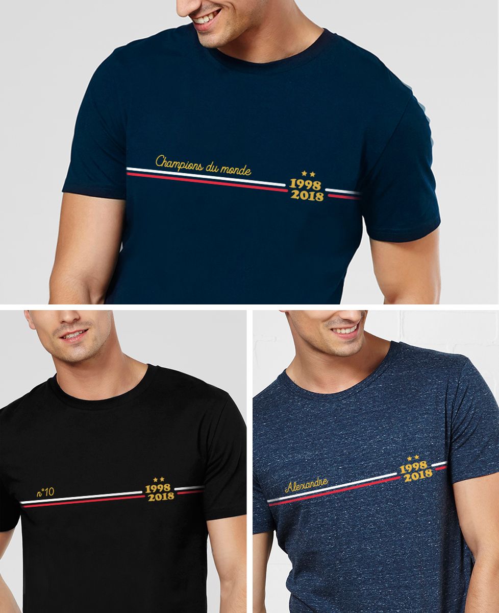 T-Shirt homme Supporter France Bleu personnalisé
