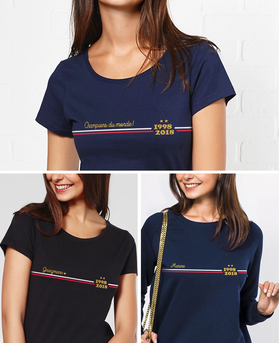 T-Shirt femme Supporter France Bleu personnalisé