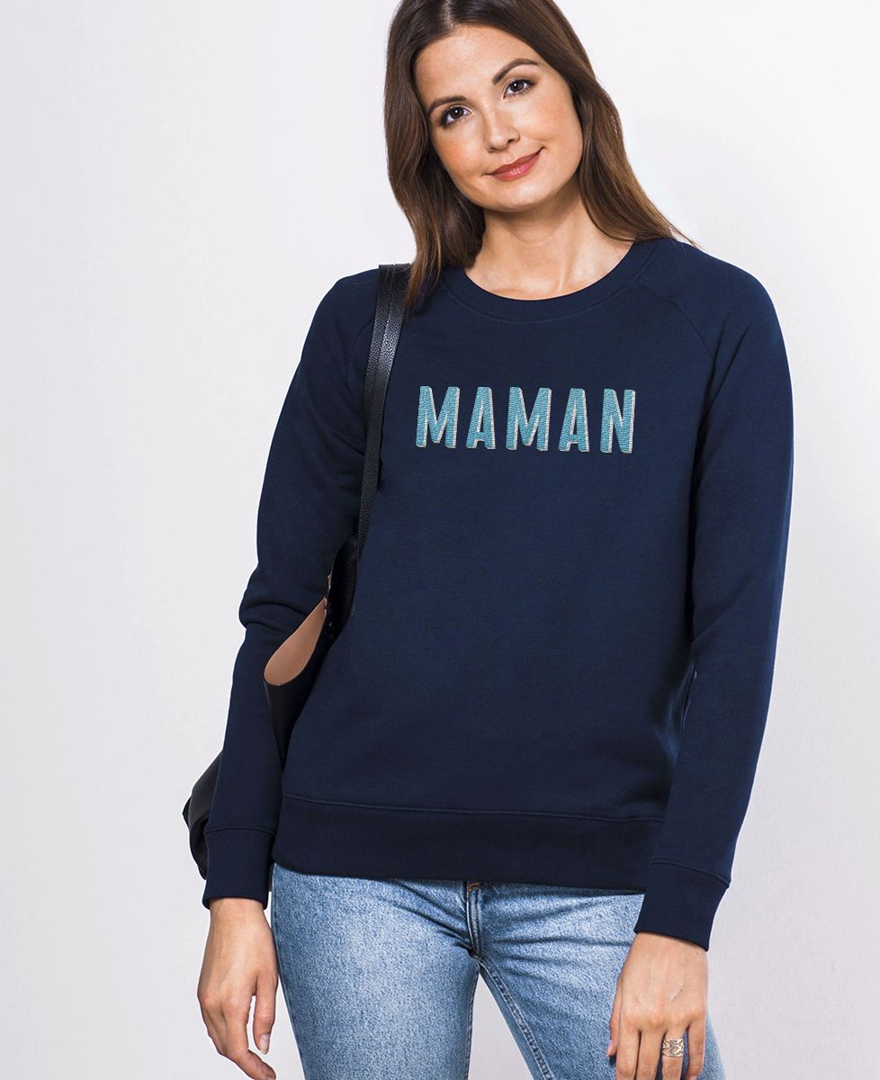 Sweatshirt femme Maman grande broderie - Cadeaux Maman, Future Maman
